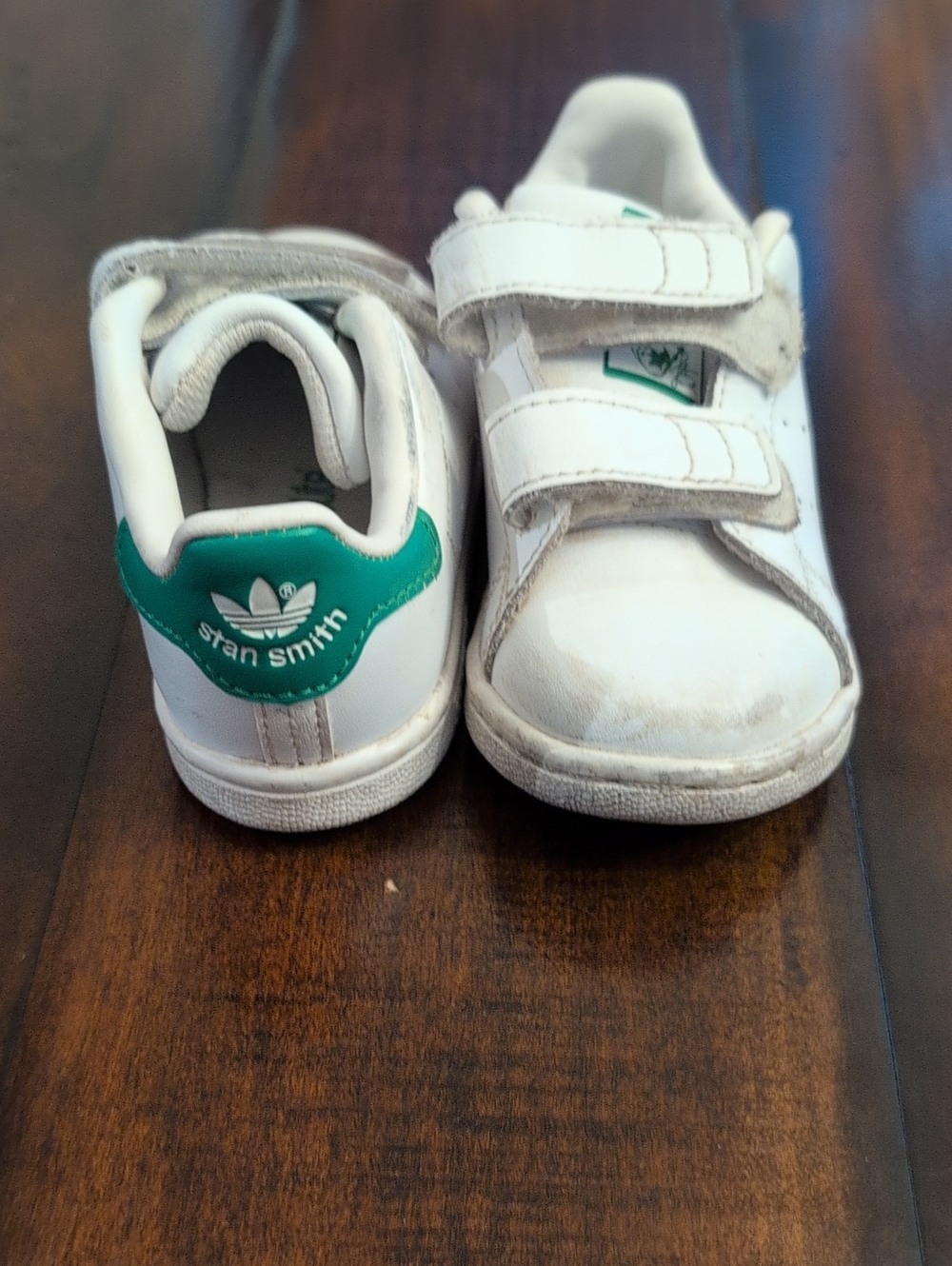 adidas Kids Stan Smith White Sneakers with Green Heel Tab